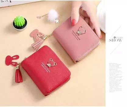 Горячая классическая мода женский кожаный кошелек (3 отделения для карт, 2 отделения для наличных, 1 сумка для монет) Легкая легкая роскошная женская сумка для студентки-леди