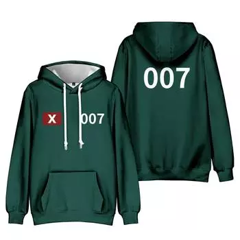 Горячая мода для поклонников игры «Кальмар» с принтом, толстовка для спорта на открытом воздухе, косплей, свитера с капюшоном, костюм для косплея XS