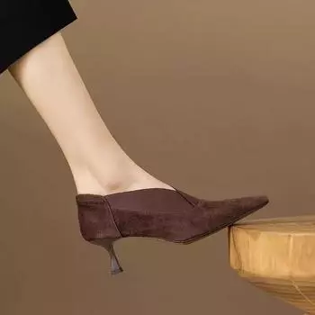 Горячая новинка весны женские туфли из овечьей замши на плоской подошве с приподнятым внутренним острым носком женские туфли-лодочки туфли для женщин мокасины 35 чёрный