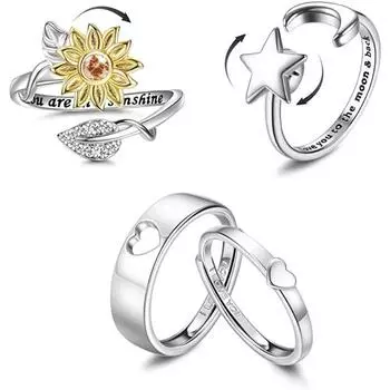 Горячая продажа вращающееся кольцо Подсолнух, Солнце Луна Звезда кольцо, регулируемые аксессуары подарок Adjustable opening