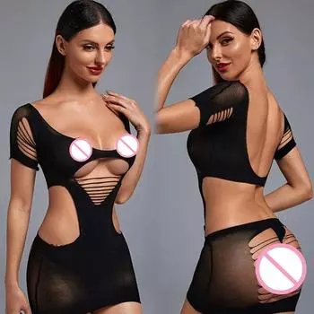 Горячая Распродажа 2024 Новые Женские Цельные Мини Облегающие Платья Сексуальная Сетчатая Прозрачная Короткая Юбка Дамское Эротическое Сетчатое Обтягивающее Белье XS