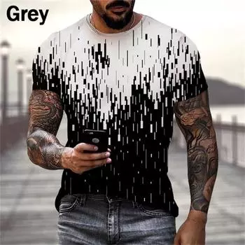 Горячая Распродажа Черно-белые Полоски 3D Графические Футболки Мужские Летние Футболки Y2k Одежда Мужская Мода Harajuku Дышащие Футболки с О-Образным Вырезом S