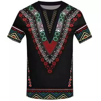 Горячая Распродажа Летняя Футболка Dashiki Мужская Футболка С 3D Печатным Воротником Африканские Этнические Рубашки Африканская Одежда Размер XS-6XL S
