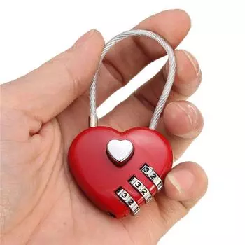 Горячая Распродажа Love Password Lock Wire Rope Lock Travel Bags Three Bit Digital Lock Resetable Code Padlock Heart