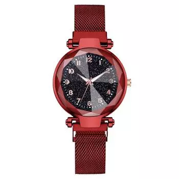 Горячая Распродажа Модные Цифровые Женские Часы Звездное Небо Остроконечные Женские Часы Ленивые Кварцевые Часы Железный Присоска Магнит Магнит красный