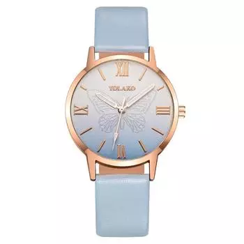 Горячая Распродажа Модные Женские Часы Бабочка Римский Узор Женские Часы Ремень Кварцевые Часы красный