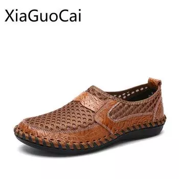 Горячая распродажа модных мужских повседневных туфель, летние дышащие мужские плоские кроссовки с круглым носком, резиновая сетка, повседневные туфли, легкие кроссовки 6.5 синий