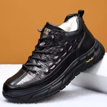 Горячая Распродажа Мужская Уличная Пешая Обувь Зимняя Повседневная Обувь Из Натуральной Кожи Теплая Плюшевая Мужская Спортивная Обувь Толстая Подошва 38