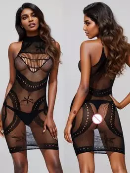 Горячая Распродажа Одежда Для Ночных Клубов Для Женщин Девочек Модная Сетчатая Короткая Юбка Эротическое Сетчатое Облегающее Платье Дамское Сексуальное Нижнее Белье Без Рукавов XXS
