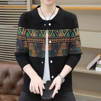 Горячая Распродажа, Осенняя Новая Мода, Универсальная Повседневная Вязаная Куртка, Мужской Топ, Мужской Кардиган M чёрный