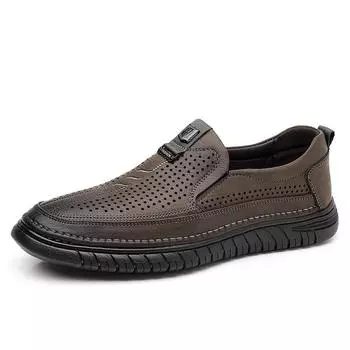 Горячая распродажа, полые дышащие туфли-оксфорды, весна-осень, мягкая подошва, мужская повседневная обувь, мужская рабочая обувь для отдыха на природе 38 чёрный