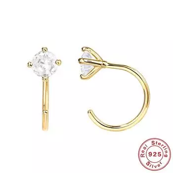 Горячая Распродажа Простой ветер S925 стерлингового серебра Четырехлапый бриллиант серьги-подвески пирсинг серьги-гвоздики 925 Silver золотой