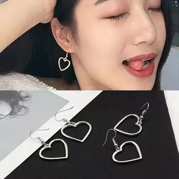 Горячая распродажа, простые вечерние женские полые серьги-подвески, серебро, золото, 1 пара, модные ювелирные изделия, подарки, новые элегантные свадебные серьги с сердечками золотой