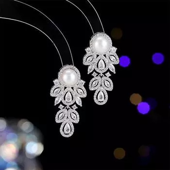 Горячая Распродажа Серьги-капли из жемчуга и циркония в форме листа, легкие, роскошные, тяжелые промышленные серьги, модные, универсальные серьги золотой