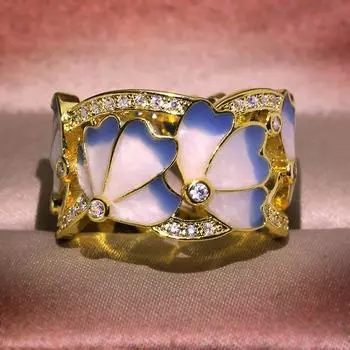 Горячая Распродажа, тайское синее эмалевое красочное цветочное кольцо, бабочка, клей, кольцо, цветущая слива No. 6