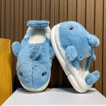 Горячая Распродажа Тапочки Акула Мужская Зимняя Домашняя Обувь Теплые Пушистые Тапочки Мужские Дизайнерские Мультяшные Хлопковые Тапочки Унисекс chanclas de hombre 36-37