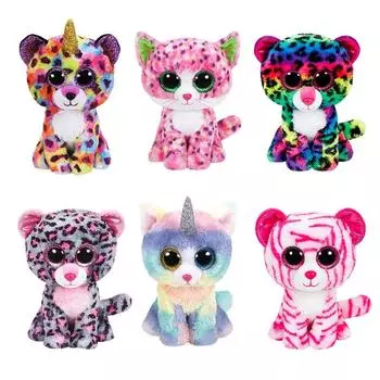 Горячая распродажа Ty Beanie Push Animal Unicorn Cat Owl Giraffe Soft Stuff Toys White Rabbit Dog Big Eye Dolls Gril Birthday Gift 15 см 15cm