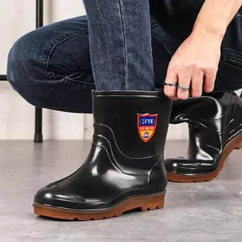 Горячая Распродажа Водонепроницаемая Ткань Строительные Сапоги Безопасности До Середины Икры ПВХ Дождевые Сапоги 44