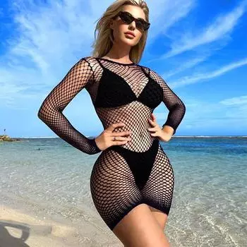 Горячая Распродажа Женщин Цельный Облегающий Платье Сексуальный Ажурный Эластичный Обтягивающий Бельевой Костюм Эротические Сетчатые Мини Платья Ночной Клуб Одежда XXS