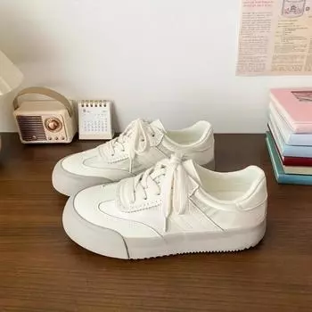 Горячая Распродажа Женская Обувь На Шнуровке Женская Вулканизированная Обувь Модная Однотонная Женская Повседневная Обувь Новые Классические Кроссовки С Круглым Носком 35
