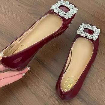 Горячая Распродажа Женская Обувь Небольшие Женские Туфли На Высоком Каблуке Мода Кристалл Офис и Карьера Новые Внутренние Увеличивающие Туфли Для Женщин 35 вино красного
