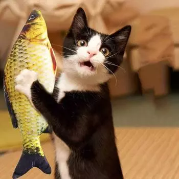 Горячая рыбка для дразнения кошек, игрушка для дразнения кошек, палочка для прорезывания зубов, котенок, кукла для котят, товары для животных жёлтый