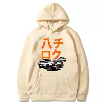 Горячая толстовка с капюшоном в стиле аниме Initial D, спортивный мужской повседневный уличный пуловер JDM Car Culture, повседневный пуловер S чёрный