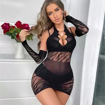 Горячая женская одежда, модная женская рыболовная сеть, обтягивающее нижнее белье, женская эротическая прозрачная сетчатая короткая юбка, сексуальная пижама M