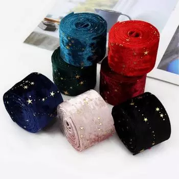 Горячее тиснение Подарочная упаковка Мягкая текстура Ленты для рукоделия Двусторонние бархатные ленты Элегантный свадебный декор для проектов своими руками