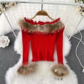 Горячие девушки, сексуальный шерстяной вязаный топ на одно плечо с открытыми плечами, модные короткие леггинсы с высокой талией, трендовый свитер