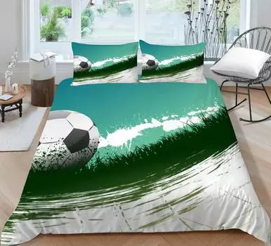 Горячие футбольные комплекты постельных принадлежностей 3D-печать пододеяльник дышащий домашний постельный белье Удобные одеяла Одеяло Пододеяльники Single 135x200cm