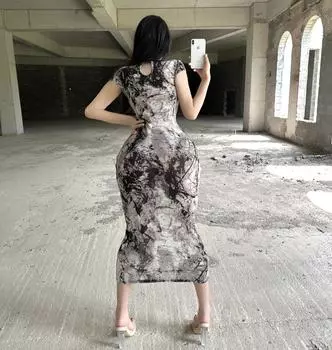 Горячие модные наряды для взрослых xxx сексуальное платье новое китайское платье-чонсам прозрачная рубашка с высокой талией и разрезом боди элегантный секс-шоп 18 One Size