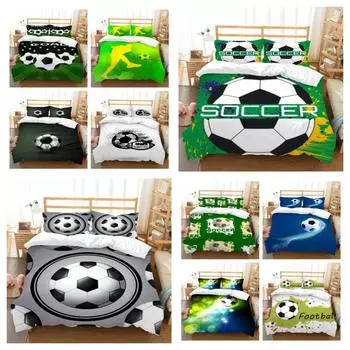 Горячие Продажи 3D Footballl Печать Пододеяльник Комплект Спортивных Постельных Принадлежностей Комплект Человека King Size Постельный Костюм Роскошный Пододеяльник Комплект Дышащие Постельные Наборы UK Single 135x200cm