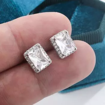 Горячие продажи квадратные циркониевые серьги для женщин модные блестящие AAAA циркониевые ювелирные изделия подарки ювелирные украшения вечеринка юбилей подарки белый