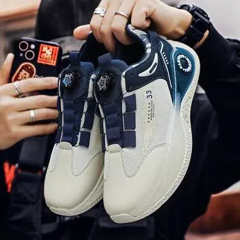 Горячие продажи мужские кроссовки модные кожаные/сетчатые мягкие вращающиеся пряжки повседневная обувь удобные нескользящие уличные теннисные баскетбольные туфли 39