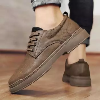 Горячие продажи мужские ретро качество мягкие кожаные оксфордские туфли повседневная обувь тренд мода инструмент противоскользящие носимые мужские низкие туфли 38 чёрный