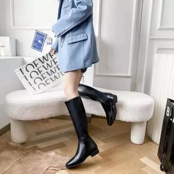 Горячие продажи, но сапоги до колена для женщин 2024 осень новые пэчворк винтажные сапоги до бедра для женщин тонкие высокие рыцарские сапоги 35 чёрный