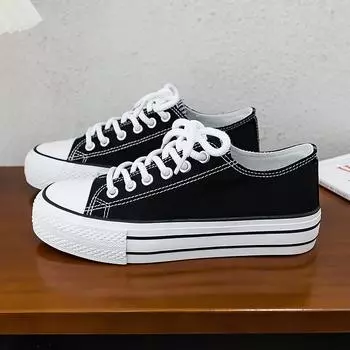 Горячие продажи парусиновых туфель на толстой подошве 2024 Весна Новые элегантные женские модные туфли Оптовая продажа мягкой подошвы обуви Zapatos De Mujer 35