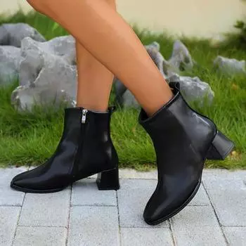Горячие продажи женские квадратные носки мягкие кожаные зимние сапоги на высоком каблуке короткие ботильоны женская модная осенняя обувь для вечеринок 35