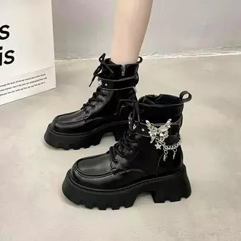 Горячие продажи женские сапоги универсальные телесные сапоги однотонные с боковой молнией квадратный носок бант металлический декор Zapatos De Mujer 35