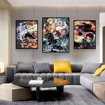 Горячий аниме-фильм «Убийца демонов», постер, домашний декор для гостиной, принты, украшения, эстетическое искусство, настенные картины 21cm30cm NoFrame