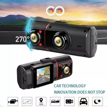Горячий автомобильный регистратор, 6-слойная HD-камера с двумя объективами, GPS-слежением и парковочным монитором ночного видения чёрный