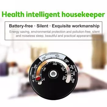 Горячий гермометр Магнитный дровяной обогреватель печи Термометр Камин Вентилятор Печь с зондом Бытовая чувствительность Инструмент для духовки барбекю чёрный