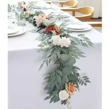 Горячий, искусственный венок ручной работы, имитация гирлянды из ротанга для украшения свадебной арки оранжевый