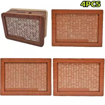 Горячий набор из 1-4 предметов 1000/2000/5000/10000 евро Копилка деревянная копилка с многоразовой копилкой с целью сбережения и числами