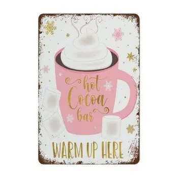 Горячий шоколад Винный бар Табличка на стол Розовая Золотая Снежинка Зимний душ День рождения Винтажная банка