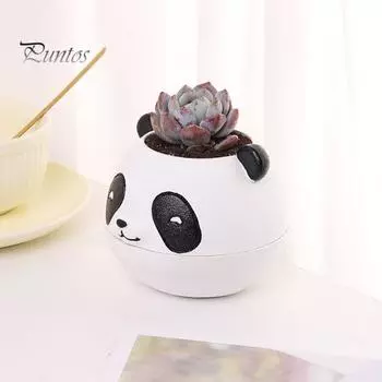 Горшки для суккулентных растений в виде мультяшных животных с дренажным отверстием, маленькая смоляная фигурка панды/медведя/слона, настольный горшок для цветов кактуса для домашнего офиса Panda