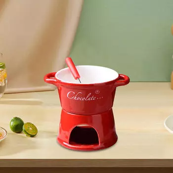 Горшочек для шоколадного фондю 300 мл, сырный чай, светлый фарфор, плавление для красный