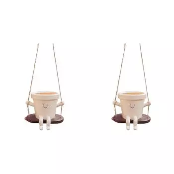 Горшок для цветов с изображением улыбающегося лица из смолы, креативные горшки для комнатных и уличных растений (Свинг С