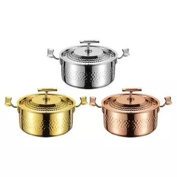 Горшок для горячего супа с крышкой и рисунком молотка для семейного пикника серебряный